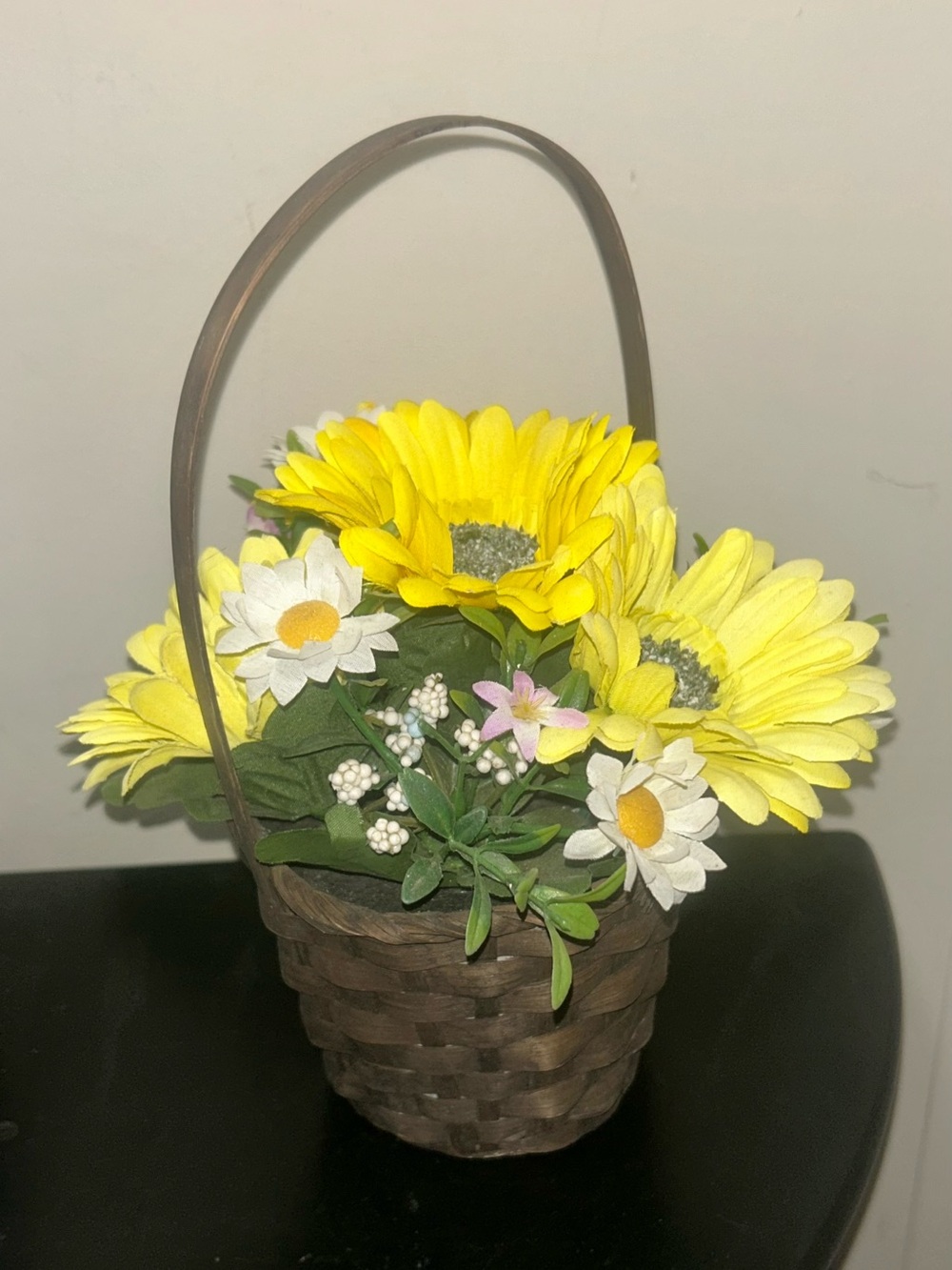 Yellow Daisy Basket Arrangement - Home Accent